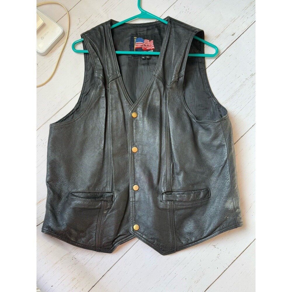 Vietnam Veteran Leather Vest Adult Medium Armed Forces Military - Picture 6 of 16